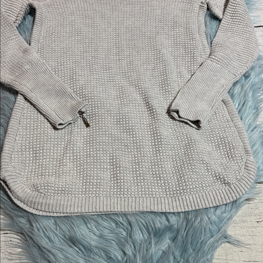 Cynthia Rowley Light Gray Waffle Knit Wrist Zipper Sweater sz XS - Picture 4 of 8